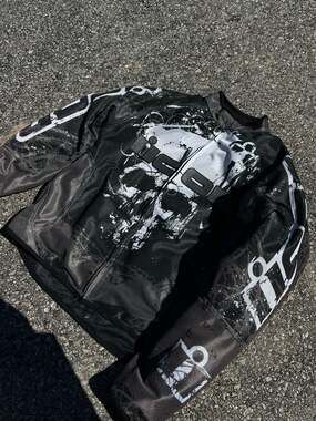 Icon Decay Hooligan Mesh Motorcycle Jacket Skull Graphic Grey White Black